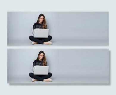 女士、坐着、地板、使用、白色、笔记本电脑、商务、博客