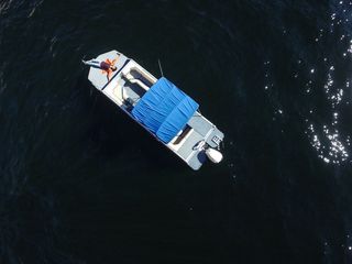 灰色，蓝色，船，身体，水，人，躺着，白色