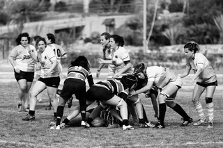 组, 女人, 玩, socerre, 人, 球队, 运动员, 黑与白