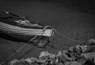 希腊、nea artaki、黑白、黑色、海岸线、商业码头、工艺、文化