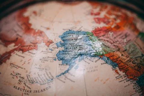 地球仪，地图，阿拉斯加，世界地图，地球-人造物体，旅行，无人，特写