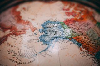 地球仪，地图，阿拉斯加，世界地图，地球-人造物体，旅行，无人，特写