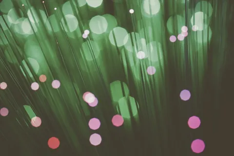 光纤、图案、抽象、无人、绿色、技术、照明、特写