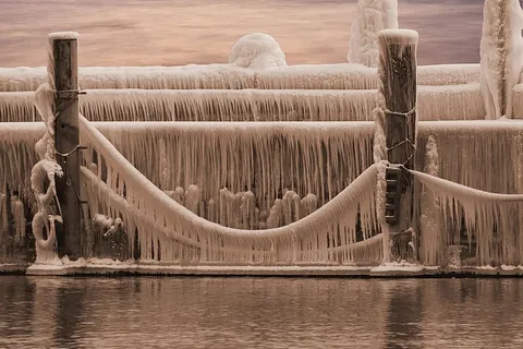 冰，冬天，水，霜，木材，自然，没有人，湖泊