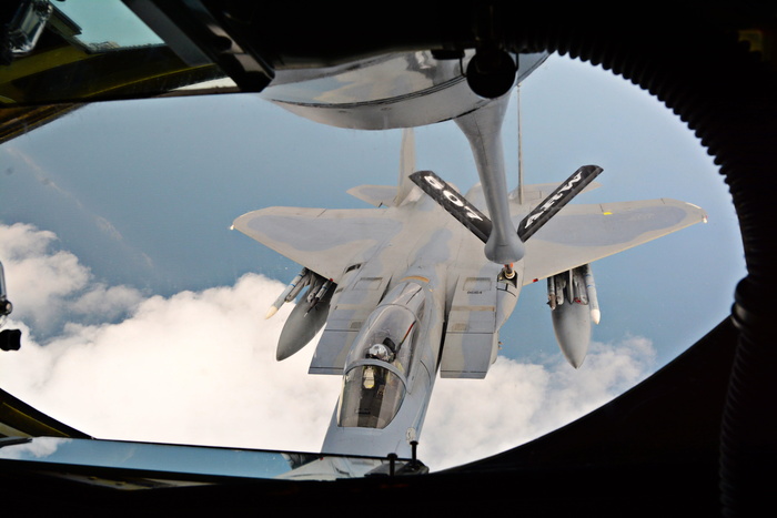f-15c鹰，加油，美国空军，美国空军，空中加油，飞行器，运输方式，飞机