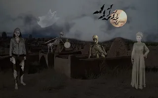 骷髅，僵尸，幽灵，图形，壁纸，万圣节，幽灵，蝙蝠