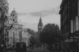 伦敦, 英国, 特拉法加工作室, 树, 街, 塔, 剧院, 建筑物