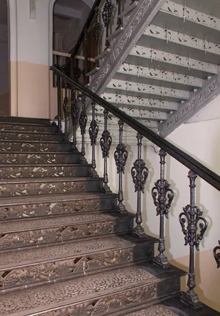 *、栏杆、舞台、熟铁、扶手、下降、建筑、楼梯