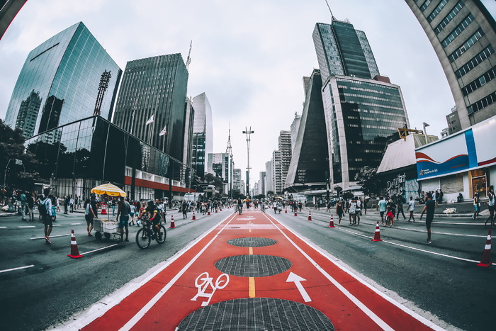 鱼眼摄影, 城市, 街道, 城市, 道路, 自行车道, 周期, 自行车道