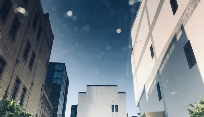 晴空下的白色和灰色混凝土建筑