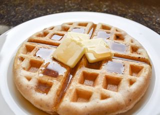 美国，威利湖，华夫饼干，黄油，糖浆，面筋，白板，棕色