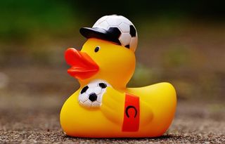 橡胶鸭、足球、2016年欧洲杯、夏季、巴斯鸭、2016、quietscheente、搞笑