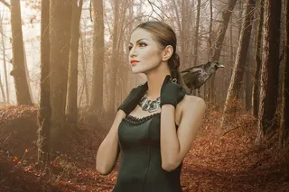 女人，穿着，管状，上衣，黑色，手套，哥特式，幻想