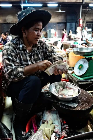 柬埔寨、暹粒、普萨尔恰、人民、食品、亚洲、肖像、街道