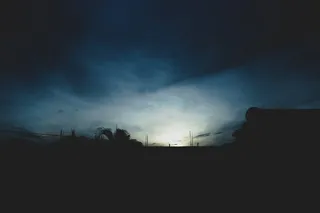 无标题，剪影，树木，建筑，蓝色，白色，天空，日落