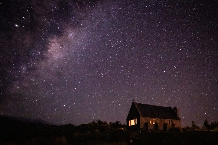 夜晚的房子，自然，户外，天文学，外太空，宇宙，太空，星云