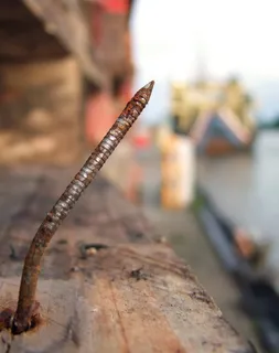 钉子，不锈钢，旧，金属，木材，港口，工业，船舶