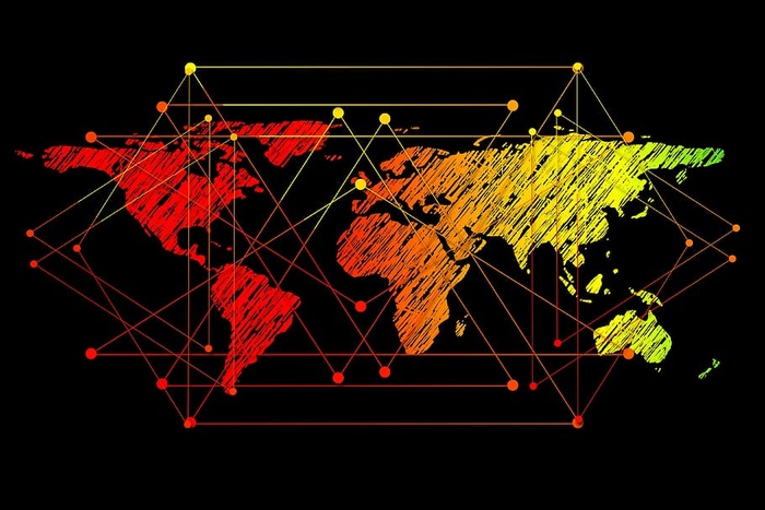 世界地图插图，地球，网络，连接，连接，社区，世界，大陆