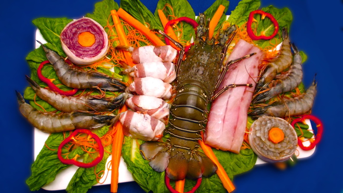 虾、小龙虾、蔬菜、肉、海鲜、龙虾、美食、贝类