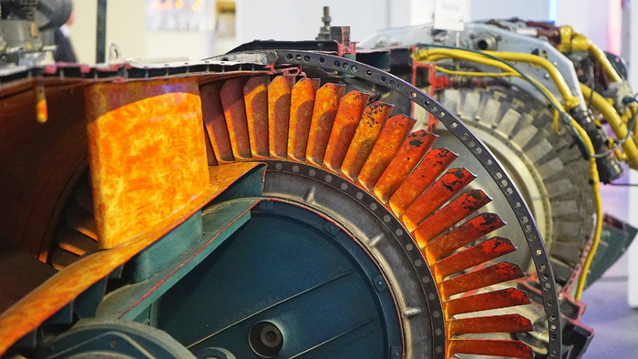 涡轮、技术、飞机、发动机、喷嘴、飞行、橙色、车轮