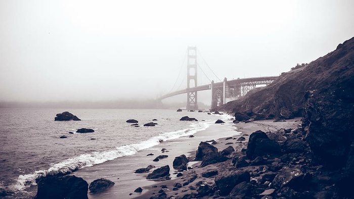 金桥，大海，海洋，水，海浪，大自然，岩石，海岸