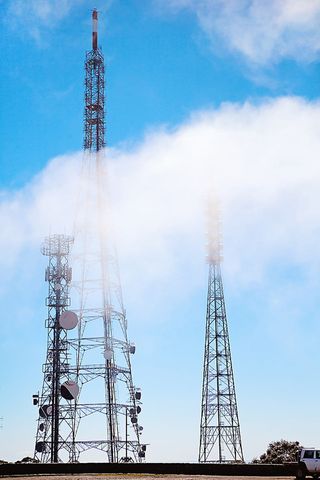 山脉、云、极点、发射机、极点发射机、铁塔、技术、全球通信