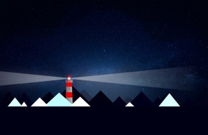 夜晚的灯塔和冰山-使用Copyspace的插图
