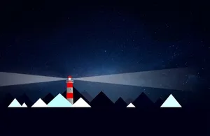 夜晚的灯塔和冰山-使用Copyspace的插图