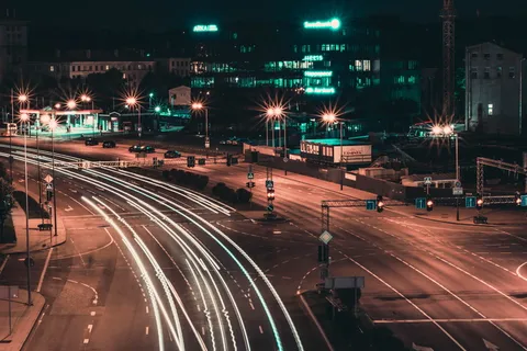 立陶宛、考纳斯、城市、城市景观、夜晚、灯光、景观、道路 立陶宛、考纳斯、城市、城市景观、夜晚、灯光、景观、道路