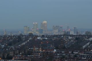 亚历山德拉宫殿视图，亚历山德拉宫，视图，金丝雀码头，伦敦之夜，城市景观，城市场景，城市