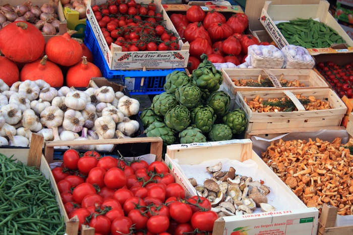 展示，蔬菜，香料，市场，食品，西红柿，辣椒，茄子