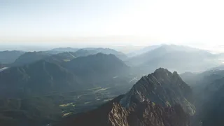 zugspitze、夏季、草地、云、视图、雾、alm、城市