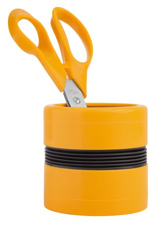 笔管家、剪刀、笔架、笔收藏家、摄影棚快照、白色背景、裁剪、室内