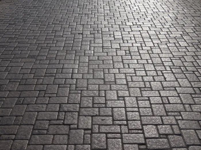 灰色混凝土路面，补丁，铺路石，石头，图案，道路，地板，结构