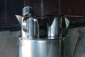 咖啡，茶壶，壶，壶，壶，墨，火，壶，银色，金属