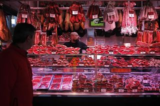 西班牙、沙拉、火腿、肉、市场、食品、屠夫、零售