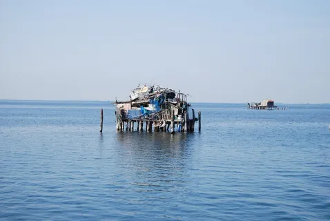 威尼斯，泻湖，棚屋，罪人，天空，大海，水，水上的地平线