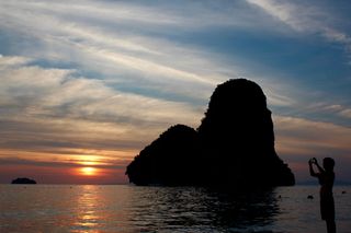 日落，快照，拍照，快照，m，手，摄影师，人