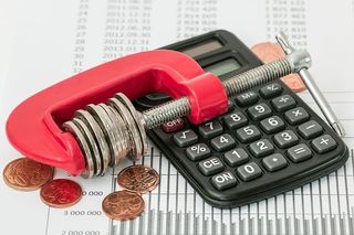 红色，灰色，夹子，工具，桌面计算器，储蓄，预算，投资