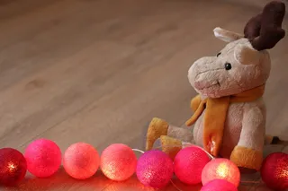 地板上的灰色驼鹿玩具