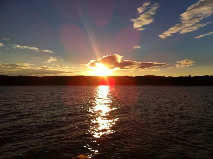 日落，日出，水，海，海洋，河流，天空，云