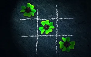 插图，井字游戏，克莱，四叶三叶草，幸运三叶草，井字游戏，谜题，谜题