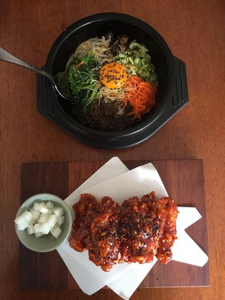 食物，餐，晚餐，午餐，韩餐，bibimbap，韩式炸鸡，韩国料理