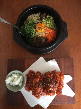 食物，餐，晚餐，午餐，韩餐，bibimbap，韩式炸鸡，韩国料理