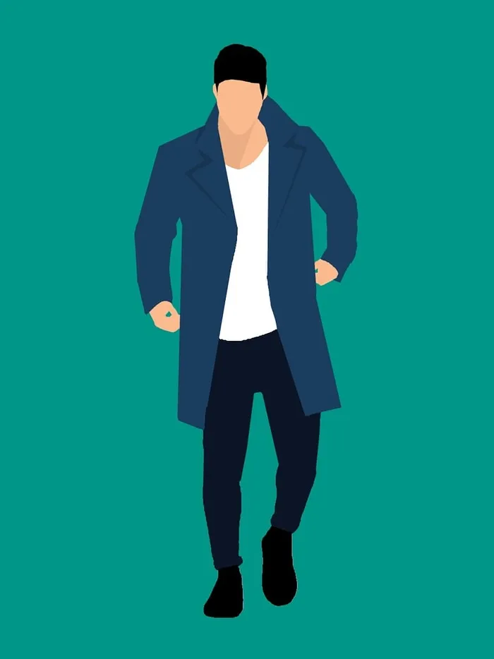 穿长外套的男人的插图。