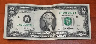 2美元，美国，美元钞票，货币，现金，美元，两美元钞票，未流通