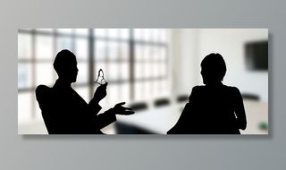 轮廓，两个人，人，团队，反馈，确认，办公室，会议