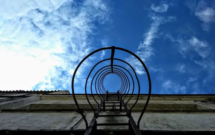 天空, *, 仓库, 蓝色, 云, 空间, 抬头, 向上