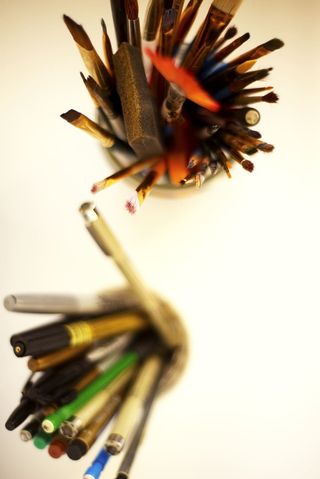 画笔，画笔，艺术，艺术工具，艺术用品，平面布置，绘画，摄影棚拍摄