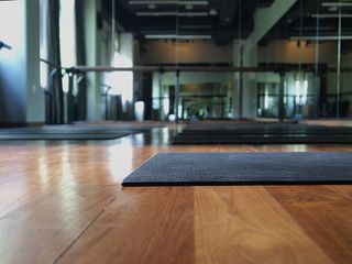 瑜伽、普拉提、工作室、健身、室内、地板、室内、木质材料